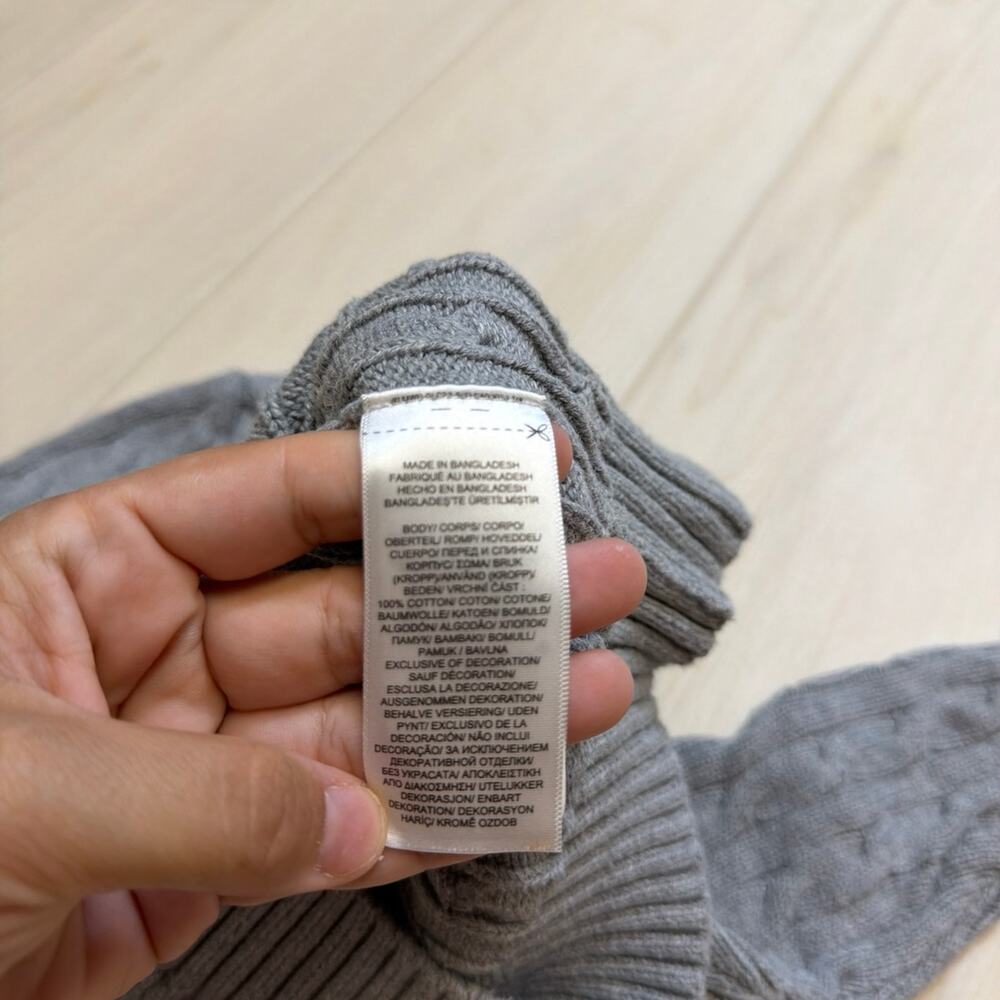 Polo Ralph Lauren Boys Andover Gray Cable Knit Cotton Crewneck Sweater Size 5 - Picture 6 of 6